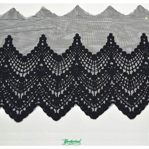 YACKALASI 10 YDS Cotton Embroidery Lace Scalloped Lace Applique White and Black DIY Accessories free shipping 16.5cm