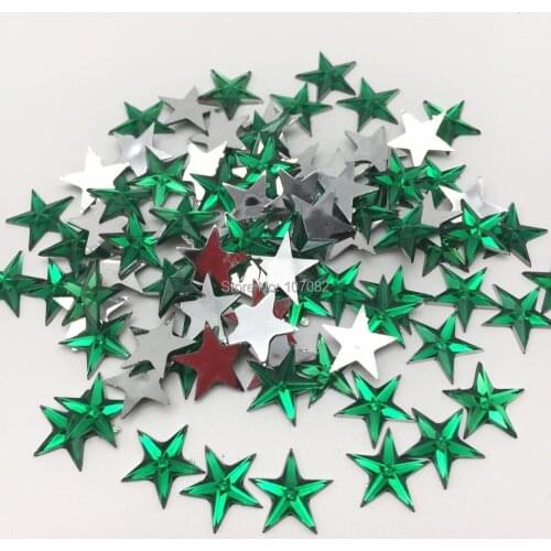 Yiasangly 1000pcs 15mm dark green Star Gems Flatbacks Acrylic Christmas Crafts Embellishments Scrapbooking Cardmaking DIY