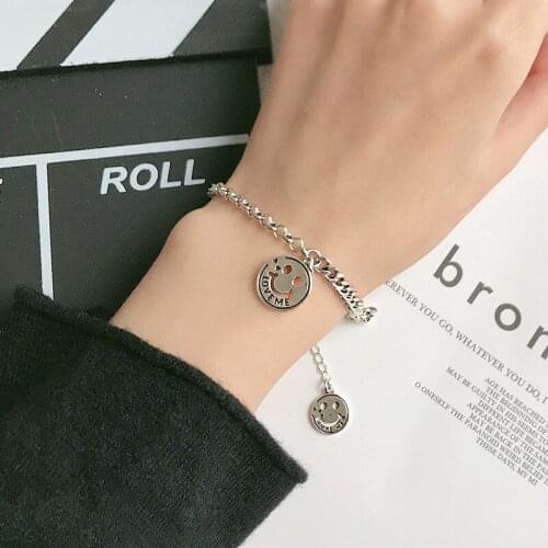 925 sterling silver jewelry with ins bohemian simple personality expression hip hop retro girlfriend gift bracelets for women