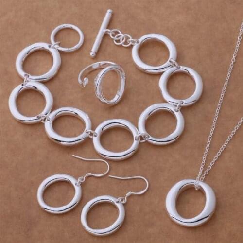 925 sterling silver Jewelry Sets Bracelet 268 + Necklace 293 + Earring 217 + Ring 249 /aocajfja dnaameha AS104