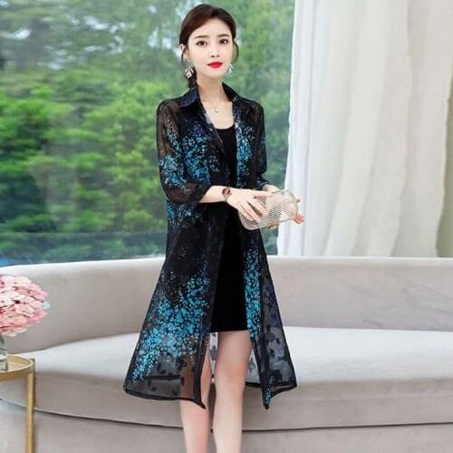 Women 2021 Summer Vintage Floral Printed Shirts Female Casual Loose Shawl Cardigan Boho Tops Long Sunscreen Ladies Blouse S135