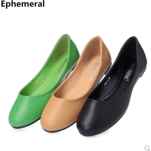 Ladies Soft PU Dancing Shoes Round Toe Flats Breathable Plus Size 41 35 37 Candy Colors Slip On Casual Simple Loafers Ephemeral