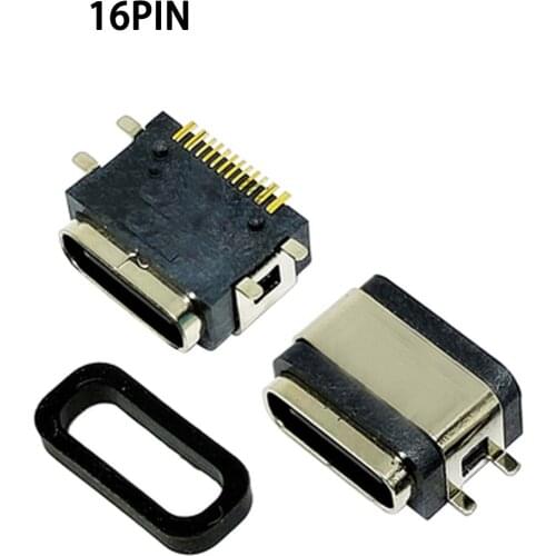 1-3pcs Type-c Micro USB3.1 Jack Connector Female 16 Pin Patch SMT Waterproof IPX7 Rating Charging Socket For Samsung Lenovo Ect