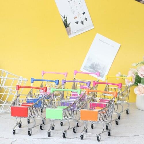 1PC Dollhouse Accessories Toys Mini Shopping Cart Toys Supermarket Handcart Shopping Cart Storage Toy for Kids Hot New Arrival