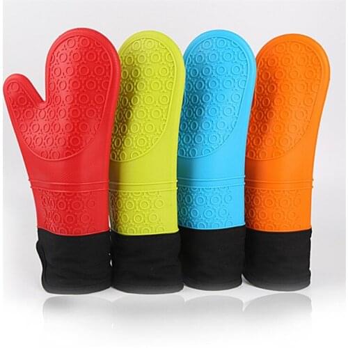 120 pcs 190g long length and ADD cotton silicone cloth glove microwave oven heat resistant BBQ gloves and Bakeware Oven Mitt
