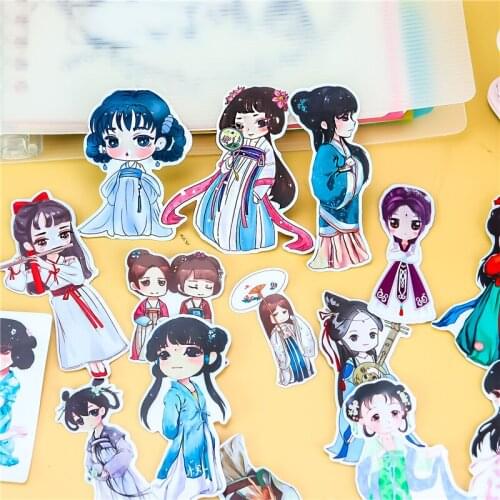 17pcs Retro Ancient beauty girls Stickers for Car waterproof Bike Motorcycle Phone book Travel Luggage toy Funny Bomb