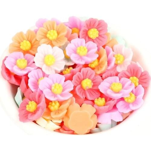 50Pcs 15mm Mixed Resin Flatback Cabochon Embellishments Flower Decoration Scrapbooking For Diy Craft Supplies Accessories 2021