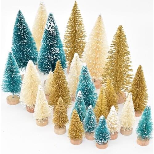 8Pcs DIY Christmas Tree Ornaments Sisal Silk Mini Pine Tree Christmas Decoration For Home Navidad Xmas New Year Decor Kids Gift