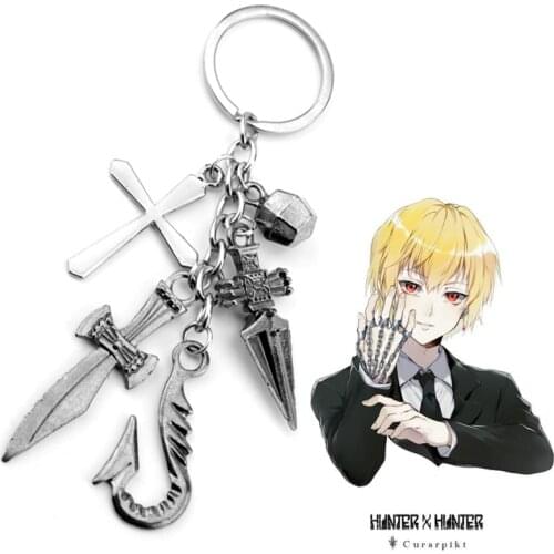 Anime Trinket Keychain Hunter x Hunter Kurapika Weapon Model Key Chains Metal Pendant Keyholder Women Men Boys Backpack Keyring