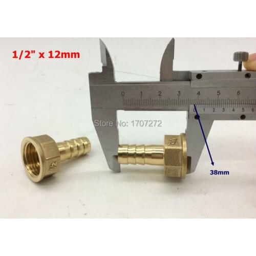 Free shipping copper fitting 12mm Hose Barb x 1/2" inch female Brass Barbed Fitting Coupler Connector Adapter
