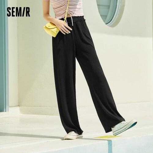 SEMIR Casual Pants Women Drape Wide-Leg Stretch Thin Bud Trousers 2021 Summer New High-Waist Thin Pants Black