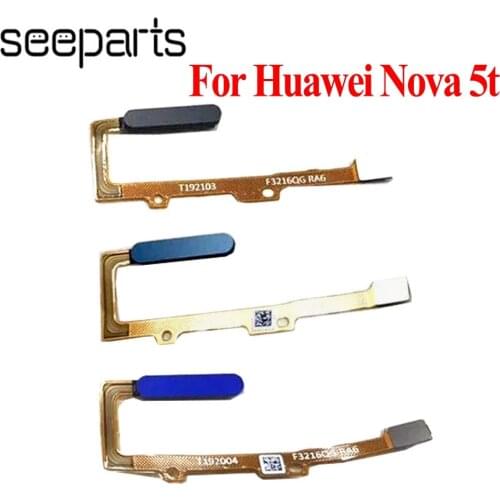 For Huawei Nova 5t Home Button Nova 5t Fingerprint Touch ID Sensor Flex Cable Ribbon Replacement Nova 5T YAL-L21 L41 AL10
