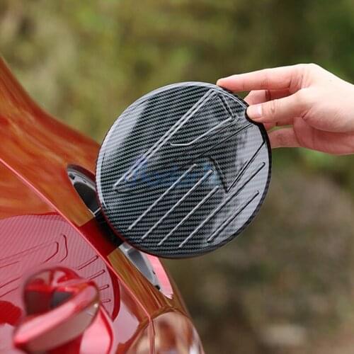 For Mazda CX-30 CX30 CX 30 2020 2021 Carbon Fiber Look Oil Box Prtocktor Sicker Panel Fuel Tank Strips Car-styling Accessories