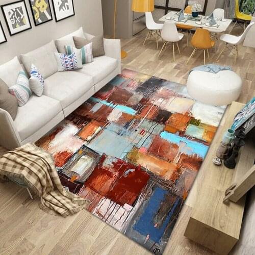 European style home living room carpet light luxury visual abstract bedroom carpet custom rectangular carpet machine washable cu