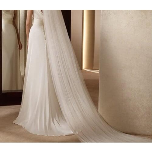 2 Tiers 3M Long White Ivory Wedding Cathedral Net Organza Veil with Comb