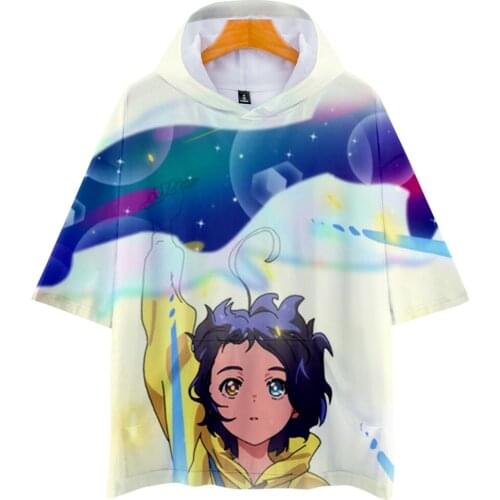 Japanese Anime Wonder Egg Priority 3D T-shirts Women Men Hooded Short Sleeve Streetwear Harajuku Dropshipping Summer Clothes