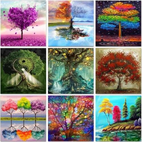 GATYZTORY DIY HandPainted Oil Painting Painting By Numbers Tree Picture Paint Home Decor Unique Gift