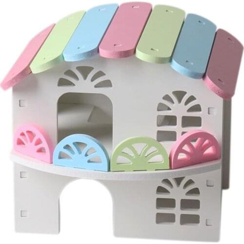1 Piece Hamster House Toy DIY Colorful Small Animal Hamsters Squirrel Guinea Pig Hideout House Toy Pet Rats Exercise House Toy