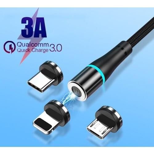3A Magnetic Micro USB Cable For Xiaomi For Samsung Android Fast Charging Magnet Charger USB Type C Cable Mobile Phone Cord Wire