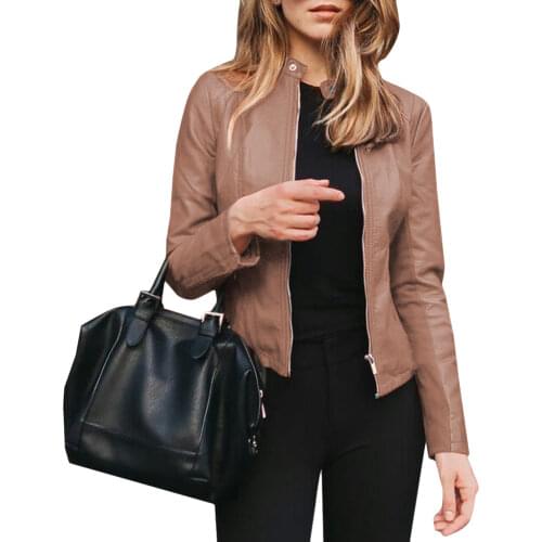 Autumn PU Leather Jacket Coat Women Womens Clothing Solid Top Long Sleeve Casual Coat Female Streetwear Fashion Jacket Coat