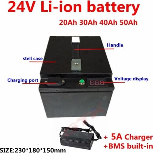 GTK 24V 20Ah 30Ah 40Ah 50Ah lithium Li-ion battery pack with BMS for wheelchair ebike electric motorcycle scooter + 5A charger