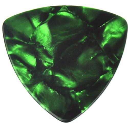 100pcs Medium 0.71mm 346 Rounded Triangle Guitar Picks Plectrums Blank Celluloid Pearl Green