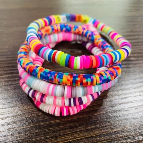 A String Fashion Flat Round Polymer Clay Beads Color 4 6 10 mm Disk Handmade Beads For DIY Crafts Jewelry Bracelet Making