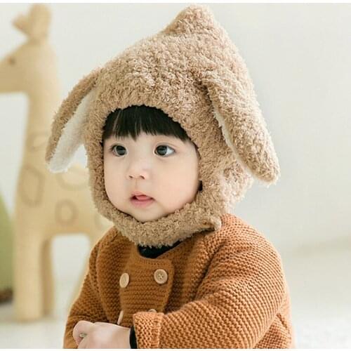Soft Fleece Baby Hat Winter Long Ears Cartoon Bonnet Enfant Accessories Baby Cap Cute Rabbit Warm Winter Hats for Kids Hats