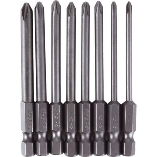8pcs/set Shank 1/4 inch S2 Alloy Steel Magnetic Hex Cross Head Screwdriver Bits Set PH0 PH1 PH2 Screwdriver Head #91149