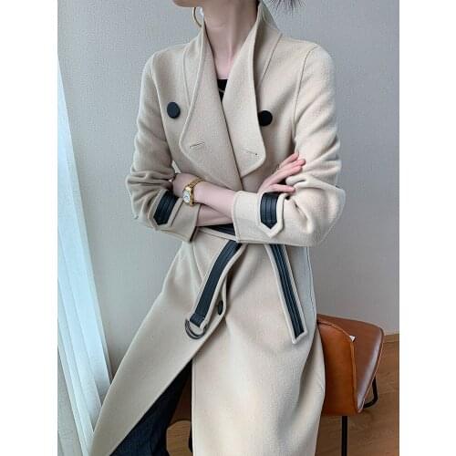 Autumn and Winter 2021 New Mid Long Double Faced Cashmere Overcoat for Women