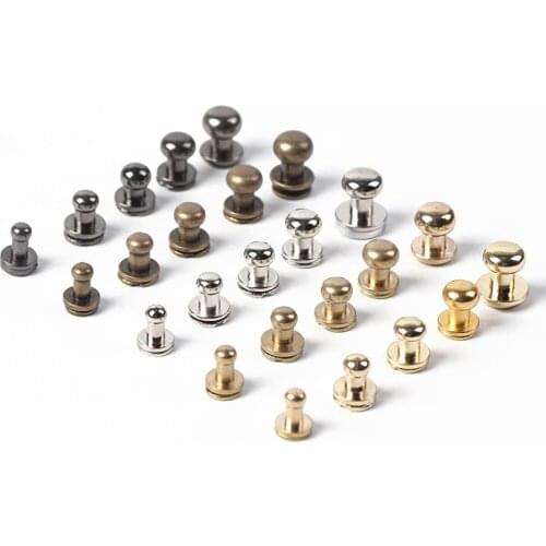 20 sets of all copper metal knob screw rivet stud DIY handicraft belt watch with round head rivet nail decorative nail buckle