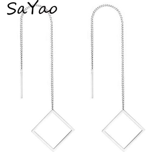 SaYao 2 Pieces Gold Stainless Steel Earring Long Tassels Chain Ear Thread Square Tragus Ear Piercing Jewelry Men Women Gift