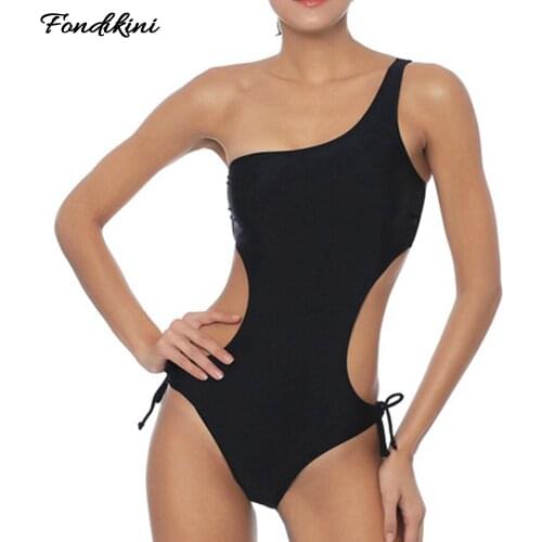 Sexy Backless One Piece Swimsuit Women 2020 New Hollow Out Swimwear Female Bathing Suit Single Shoulder Strap Swimming Wear