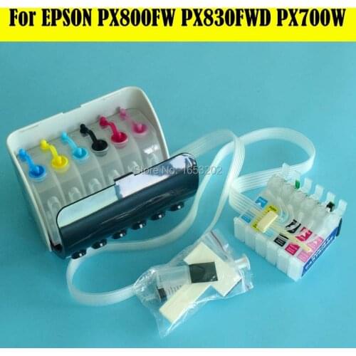 1 Set T0801 -T0806 Ciss System For Epson Stylus PX700 PX800 PX830 Printer With Auto Reset Chip