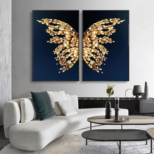 Modern Nordic Butterfly Wings Light Luxury Sofa Home Background Wall Painting Fashion Poster Living Room Dining Room Decoration