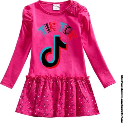 Tik Tok Spring Autumn New Arrival Short Sleeve Princess Girls Dresses With Cartoon Print Childrens Frocks Toddler Clothes