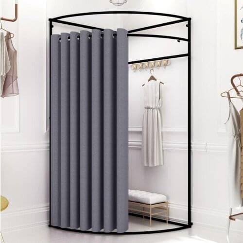Clothing store display shelf wall corner assembly mobile fitting room curtain track shopping mall landing simple dressing room