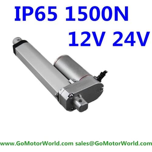 Water proof 12V 24V 150mm adjustable stroke 1500N 330LBS load 6mm/s speed heavy duty linear actuator LA10DB free shipping