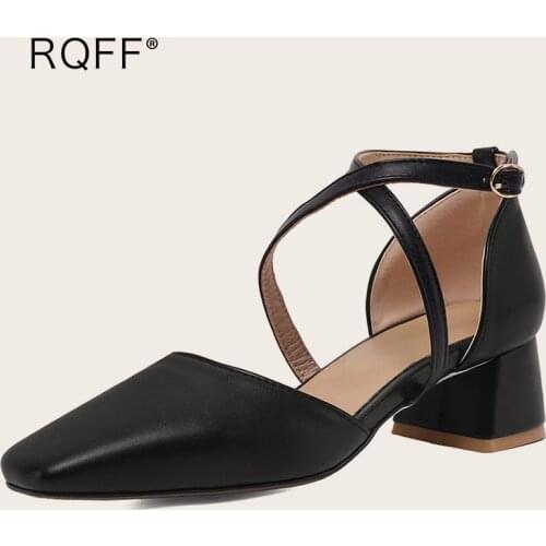 Womens Summer Sandals Plus Size 40-43 44 45 46 47 48 49 50 Handmade Square Toe Block Heel Buckle Solid Red for Girl Dress Shoes