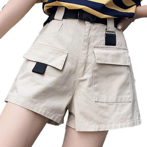 Streetwear Shorts Women Fitness Korean Summer Women Shorts High Waist All-match Pure Cotton Adjustable Cargo Shorts for Shopping
