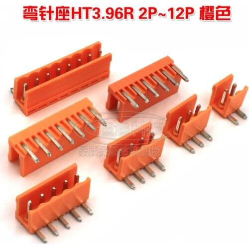 10sets Plug-in PCB terminal block HT3.96 plug hole orange 4/5/6/7/8 ~ 10P Curved needle seat