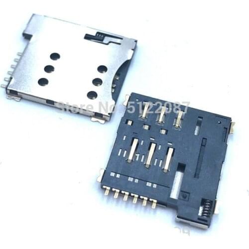 10pcs 6Pin SIM Small Mobile Phone SIM Card MICRO Card Seat Playing SIM Card Slot PUSH Micro sim Card Socket Holder Slot Replacem