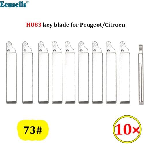 10Pcs/Lot NO.73 Blade for Renault Citroen Peugeot 307 Flip Folding Key Blank Uncut Modified HU83 Key Blade with Grooves
