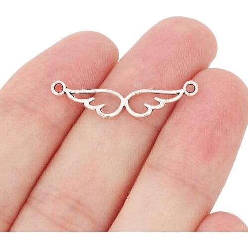 100 x Tibetan Silver Angel Wings Connector Charms for DIY Bracelet Jewelry Making Findings Accessories 31x6mm