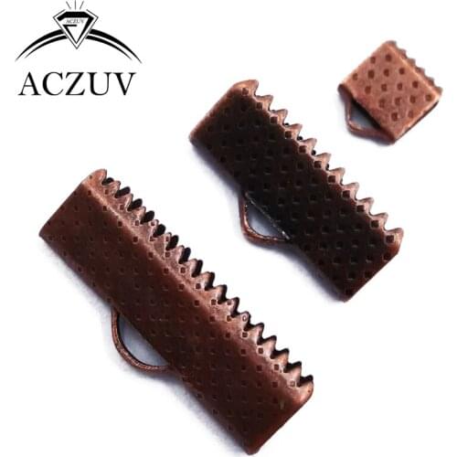 1000pcs Antique Copper 6mm 8mm 10mm 13mm 16mm 20mm 25mm 30mm 35mm Ribbon Cord End Fasteners Clasps Clips Crimp Beads RCE007
