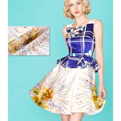 112 cm gold thread satin silk fabric high-end gold thread silk satin fabric fashion dress clothing diy fabric silk c