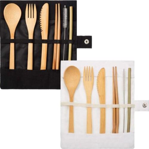 6pcs/set Portable Eco Friendly Flatware Set Travel Utensils Dinnerware Sets Reusable Straws Chopsticks Knife Fork Spoon SN2266