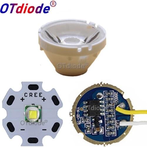 CREE XML XM-L T6 LED U2 10W Cold White 6500K/10000K High Power Led+3.7V 5 Modes 17mm led driver+T6 10 degree led lens DIY part