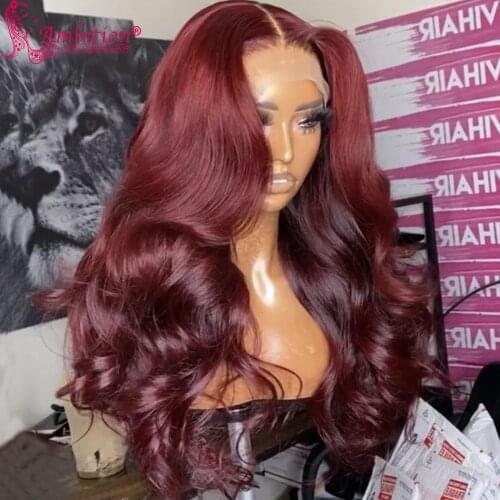 Ambition 99j Color Lace Hair Wig Preplucked Lace Frontal Wig Human Hair Wavy Glueless Lace Wig Bleached Knots Human Hair Wigs