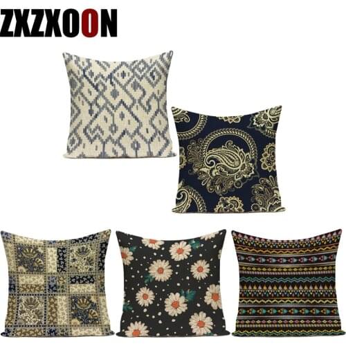 Decorative Throw Pillows Case Boho Mandala Geometric Flowers Polyester Pillow Cushion Cover Funda Cojine for Sofa Car Home